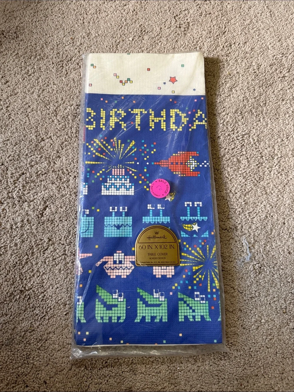 Vintage Hallmark Video Game Theme Happy Birthday Tablecloth